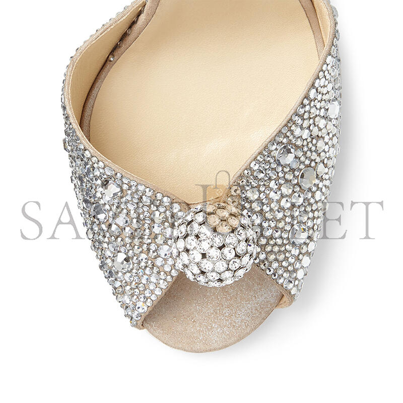 JIMMY CHOO NUDE SUEDE SANDALS WITH HOTFIX CRYSTALS AND SPHERE DETAIL SACORA100PHZ JIMMY CHOO NUDE SUEDE SANDALS WITH HOTFIX CRYSTALS AND SPHERE DETAIL SACORA100PHZ